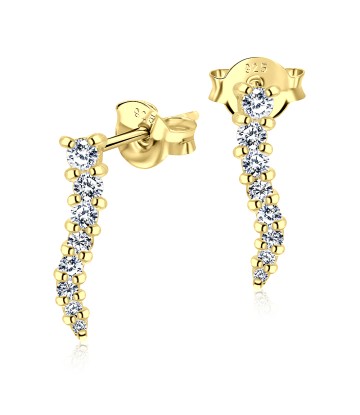 Gold Plated CZ Silver Earrings STS-2707-GP